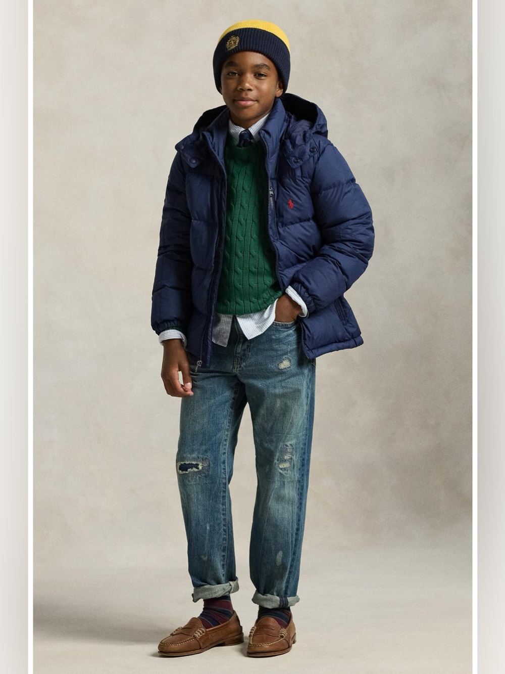 Polo Ralph Lauren Boys Ripstop Down Hooded Jacket - Navy SIZE:6 MSRP $185